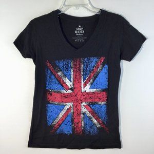 shop 4 ever english print v neck short top Size M